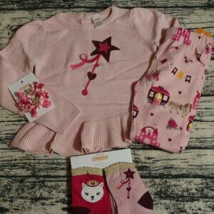Gymboree Royal Princess Size 8 Sweater Leggings Socks Hair Clips Outfit